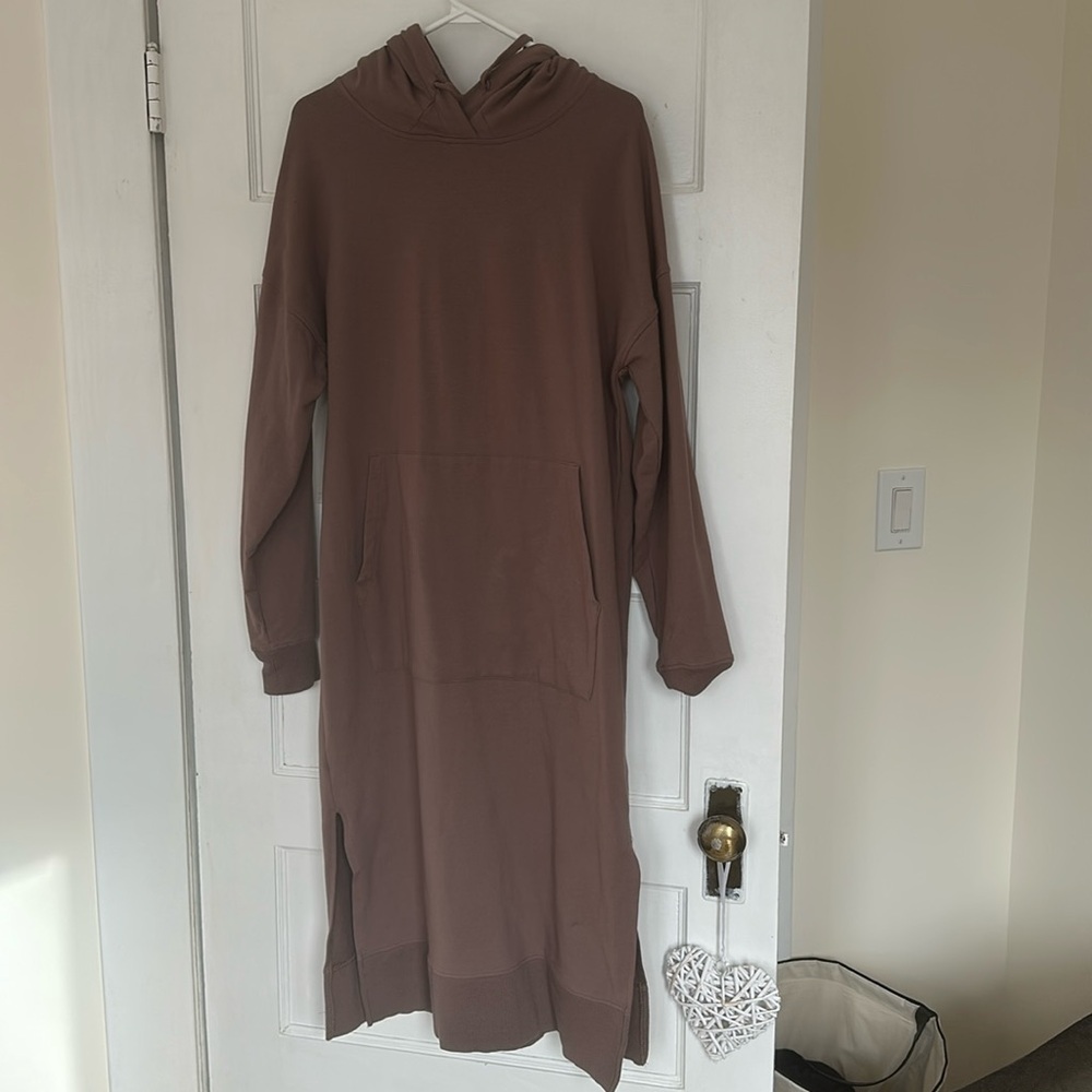 Pinky brown hoodie maxi dress